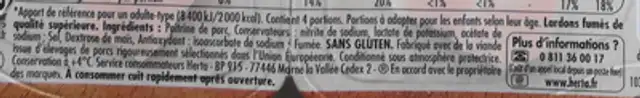 Lardons, Fumés ingredients label