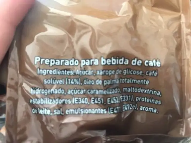Galão ingredients label