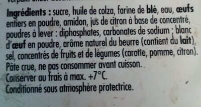 Cake Nature ingredients label