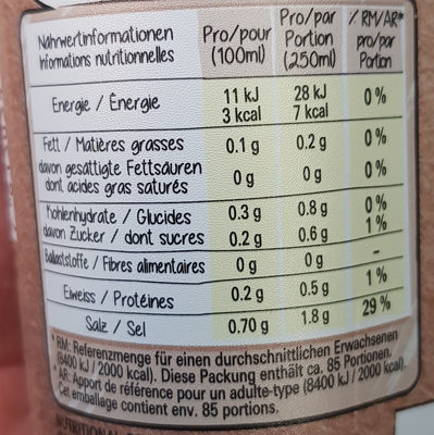 Bouillon de Poule nutrition facts table