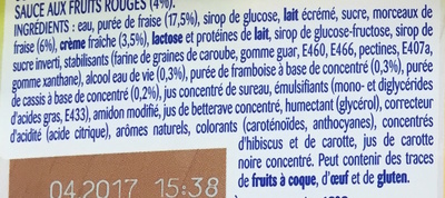 Sélections Fruitées façon Fraise Melba ingredients label