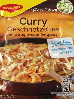 Curry Geschnetzeltes mit würzig-cremiger Currysauce front packaging