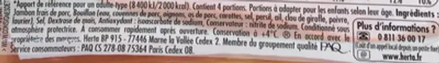 Tendre Noix Supérieur Label Rouge ingredients label