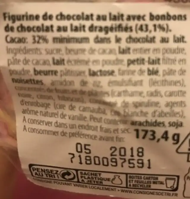 Smarties Sachet Cadeau ingredients label