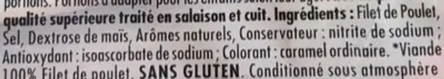 Le Bon Poulet Filet Nature ingredients label