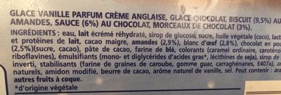 Glace chocolat ingredients label