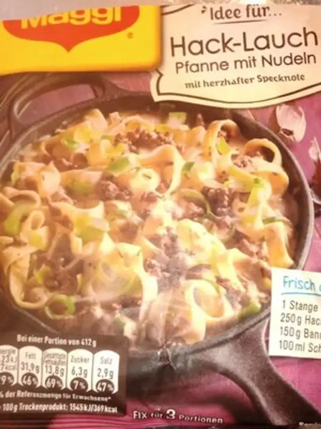 Hack-Lauch Pfanne mit Nudeln front packaging