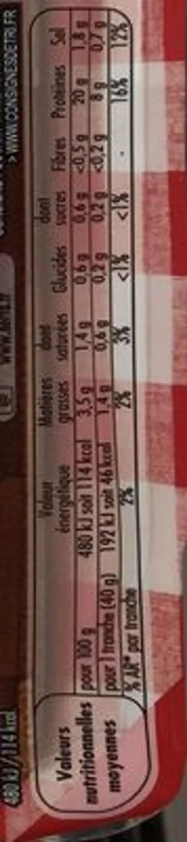 Le Bon Paris au Torchon nutrition facts table