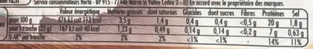 Tendre Noix Porcs élevés en Plein Air nutrition facts table