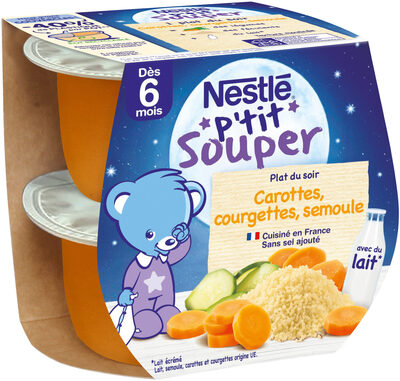 NESTLE P'TIT SOUPER Carottes Courgettes Semoule -2 x 200g - Dès 6 mois front packaging
