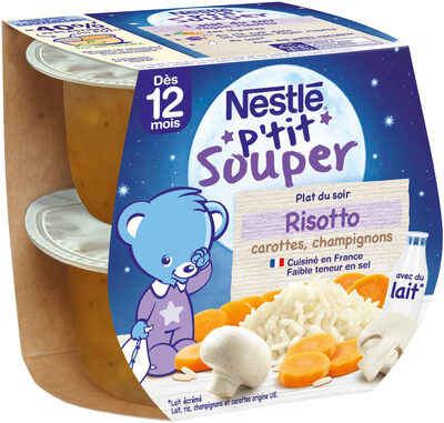 NESTLE P'TIT SOUPER Risotto Carottes Champignons-2x200g-Dès 12 mois front packaging