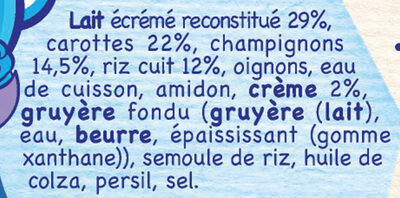 NESTLE P'TIT SOUPER Risotto Carottes Champignons-2x200g-Dès 12 mois ingredients label
