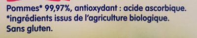 Naturnes pomme bio ingredients label