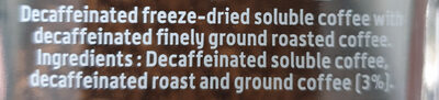 Gold Blend Decaff ingredients label
