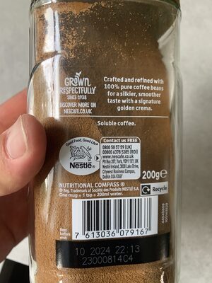 Nescafe gold smooth ingredients label