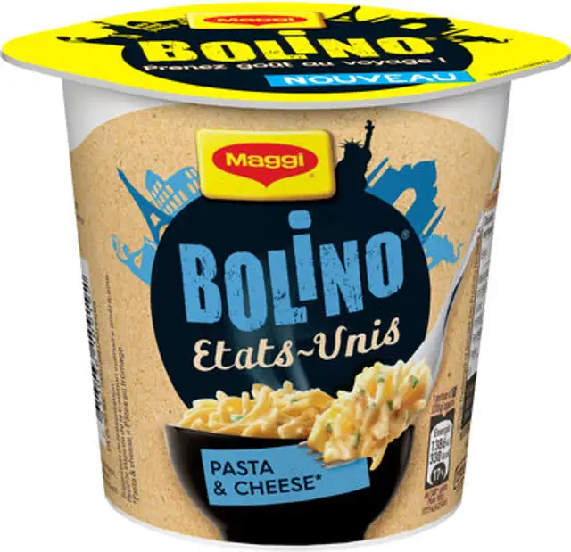 MAGGI BOLINO U.S. pasta and cheese* 78g *(pâtes au fromage) front packaging