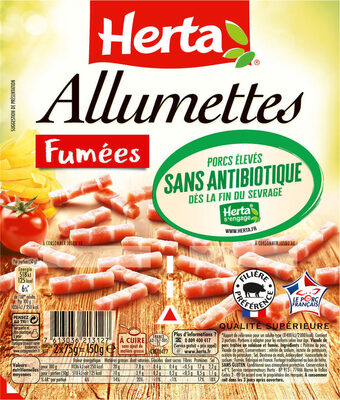 HERTA Lardons allumettes fumés sans antibiotique