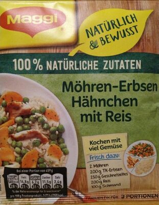 Möhren-Erbsen Hähnchen mit Reis