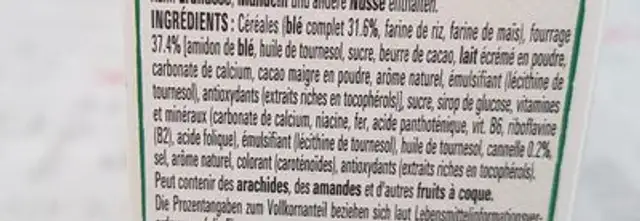 Cinis mini crazy crush ingredients label