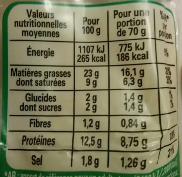 KNACKI Pur porc conservation sans nitrite nutrition facts table