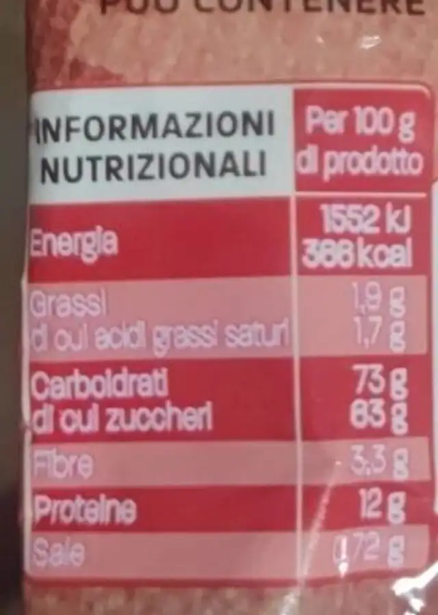 Nescafè Ginseng nutrition facts table
