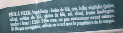 Ma pizza à la poêle! ingredients label