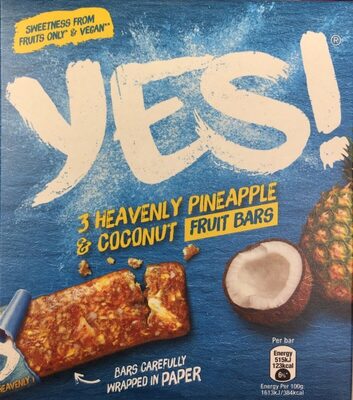 Yes! 3 HEAVENLY PINEAPPLE & COCONUT FRUIT BARS front packaging