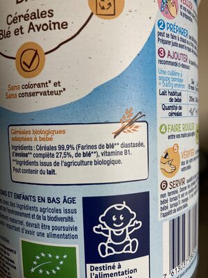 NATURNES BIO céréales blé et avoine ingredients label