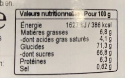 Chocolat en poudre gout caramel nutrition facts table