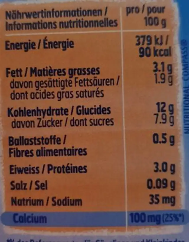 Yogolino Nestlé Fraise nutrition facts table