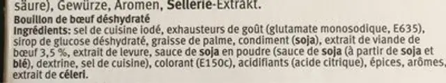 Rindsbouillon ingredients label