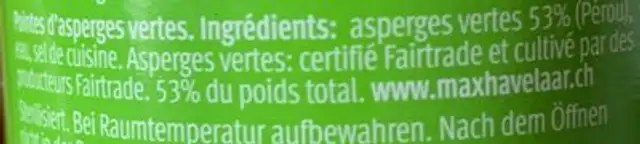 Asparagus Tips ingredients label