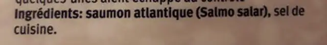 Smoked salmon ingredients label