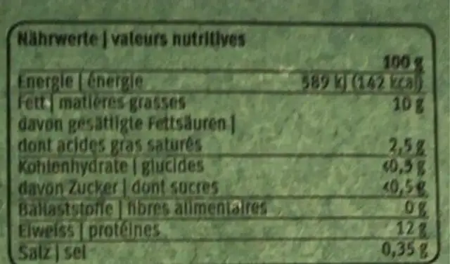 6 oeufs de Genève nutrition facts table