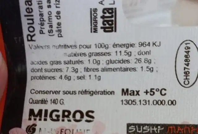 Rouleaux été saumon fumé nutrition facts table