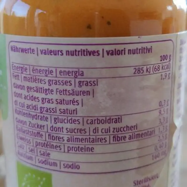 Risotto aux légumes avec maïs nutrition facts table