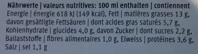 Bio Salsa cinque pi nutrition facts table