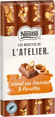 NESTLE L'ATELIER Tablette Chocolat lait caramel noisettes et amandes - 170g front packaging