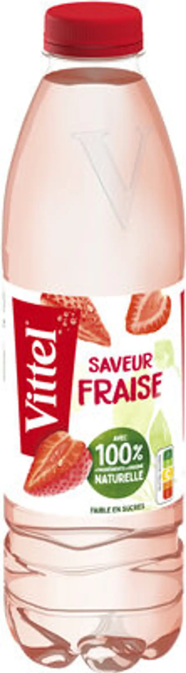 VITTEL 100% NATUREL eau aromatisée Fraise 1L front packaging