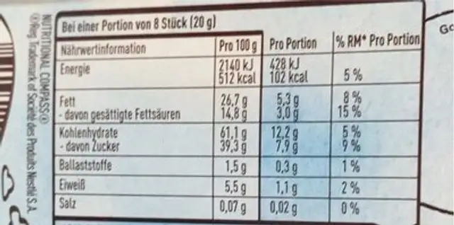 Choclait Chips erdbeer geschmack nutrition facts table