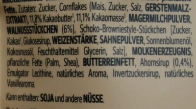 Choco Crossies, Crunchy Moments, Maple Walnut Brownie ingredients label