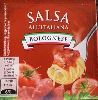 Salsa All'Italiana Bolognese front packaging