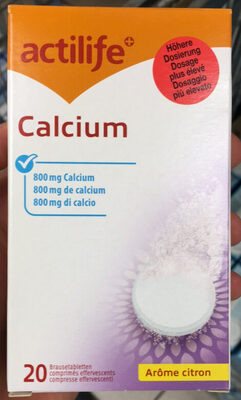 Calcium 800mg de calcium Arôme citron, 20 comprimées effervescents