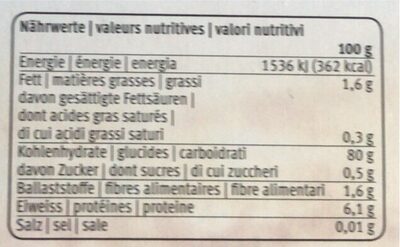Lasagne (Gluten Free) nutrition facts table