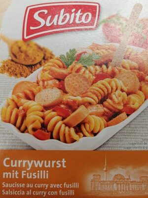 Saucisse au curry avec fusilli front packaging