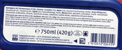 Crème d'Or Limone di Sicilia & Fior di Latte ingredients label