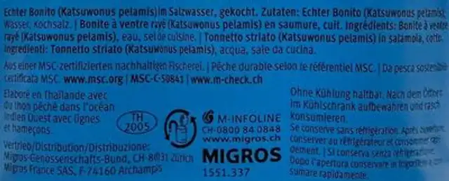 Thon rose ingredients label