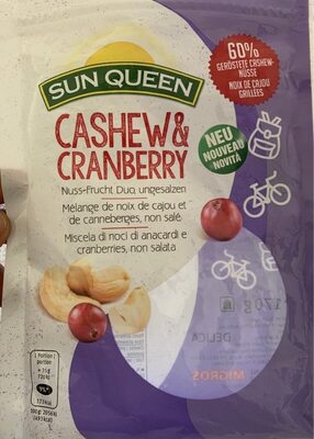 Melange de noix de cajou et de cranneberges, non salé