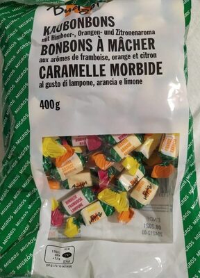 Bonbons à mâcher aux arômes de framboise, orange et citron