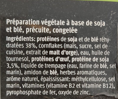 Veggie Nuggets ingredients label